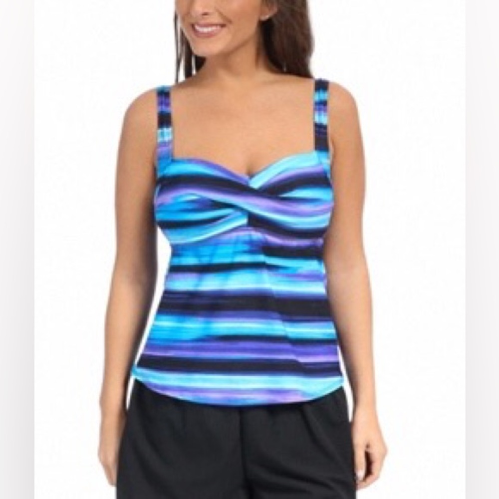 12 or 14 2 piece swimsuit jogger Tankini black blue purple shorts